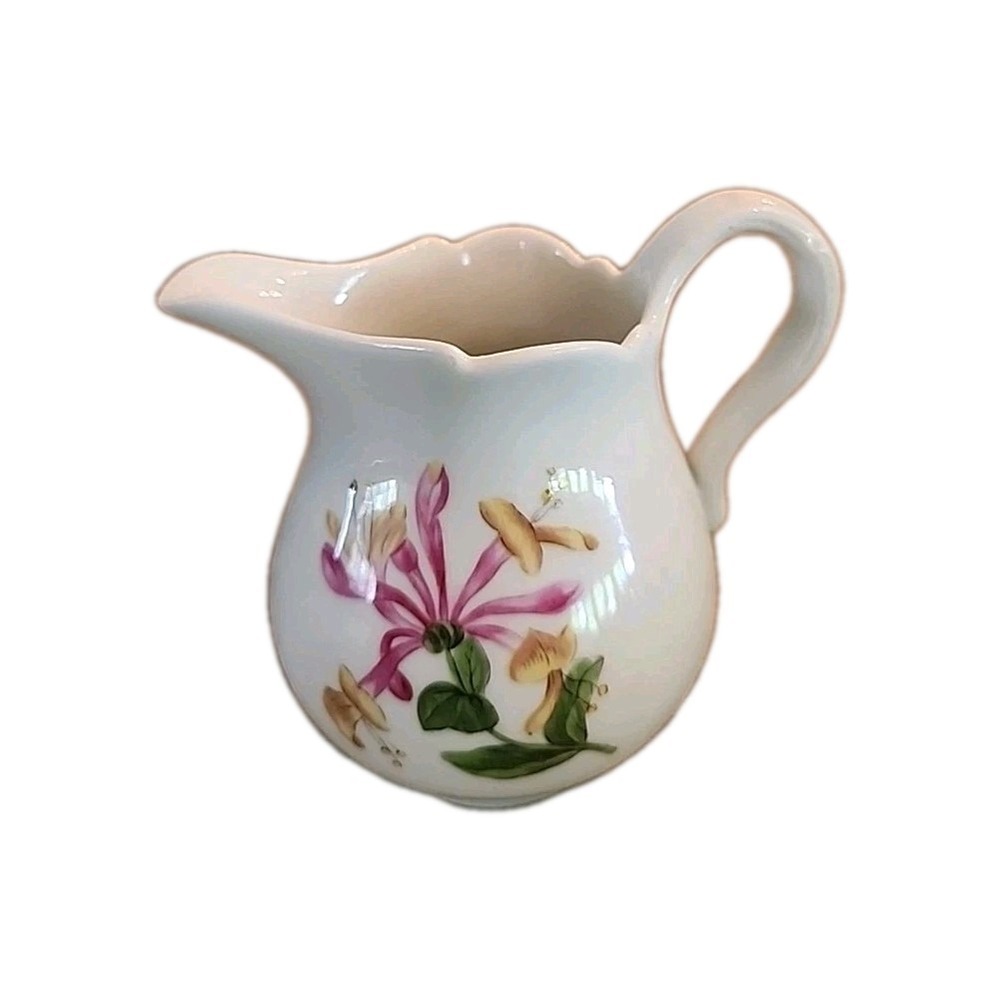 Vintage Meissen Cream Pitcher 3"  Honeysuckle / Blue Cornflower Blue Sword Mark
